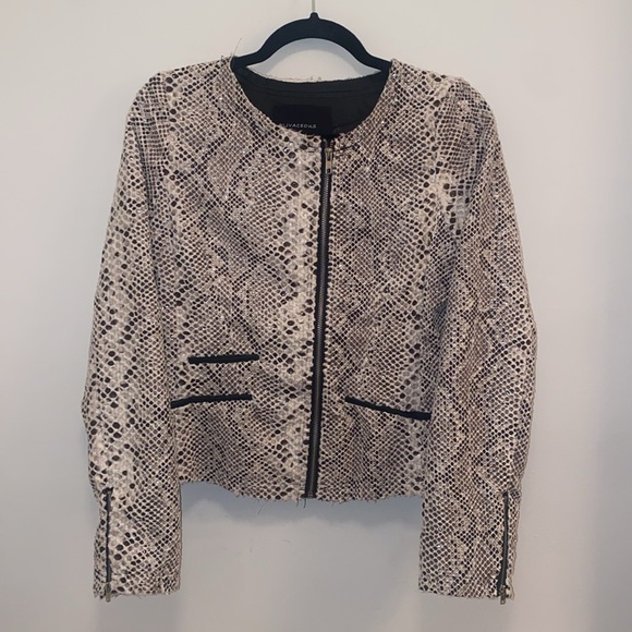 Olivaceous Python Print Moto Jacket - Picture 1 of 4